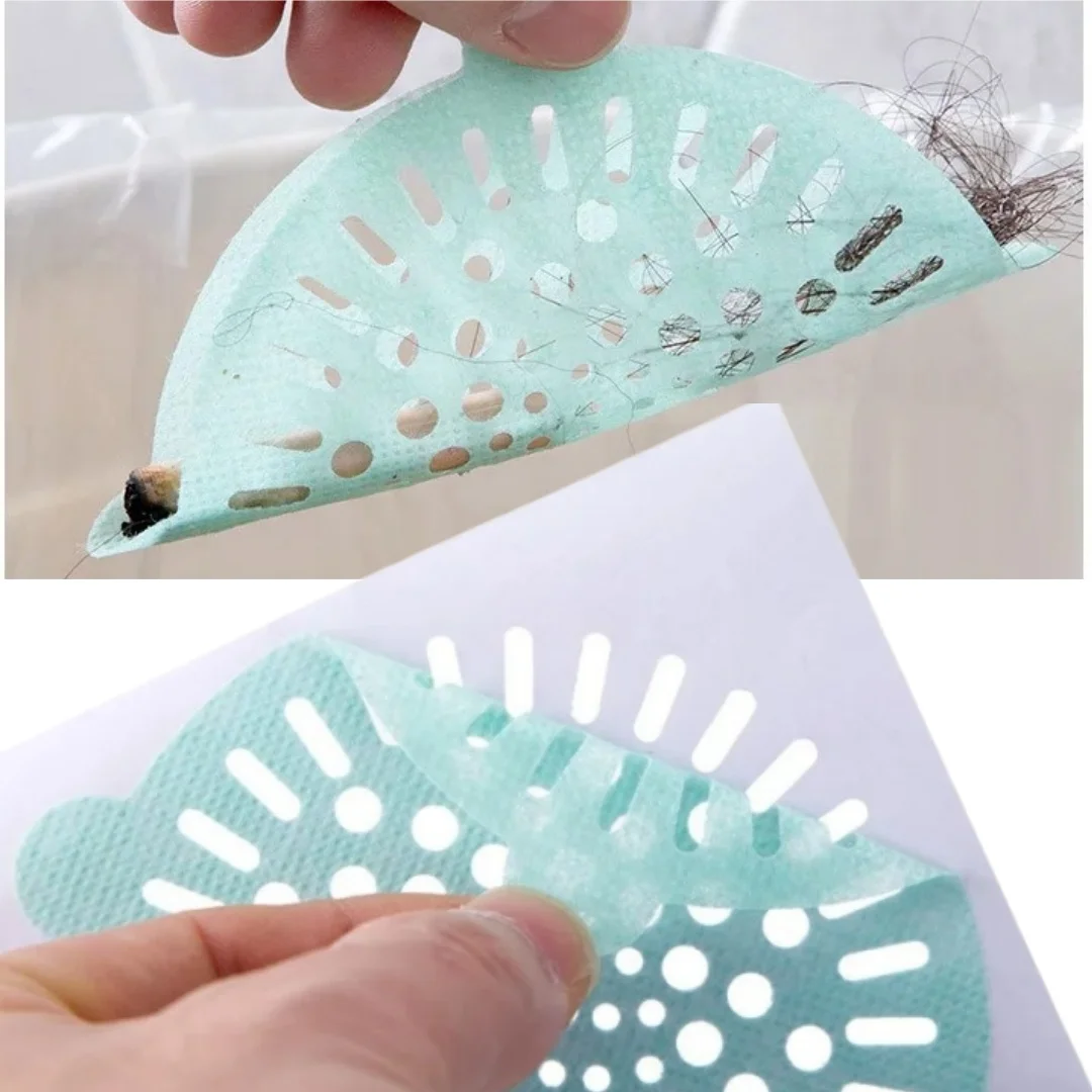 50pcs 10x10cm Disposable Floor Drain Stickers Anti-blocking Filter Floor Drain Mesh Sticker Hair Catcher Stopper Shower Drain view 4