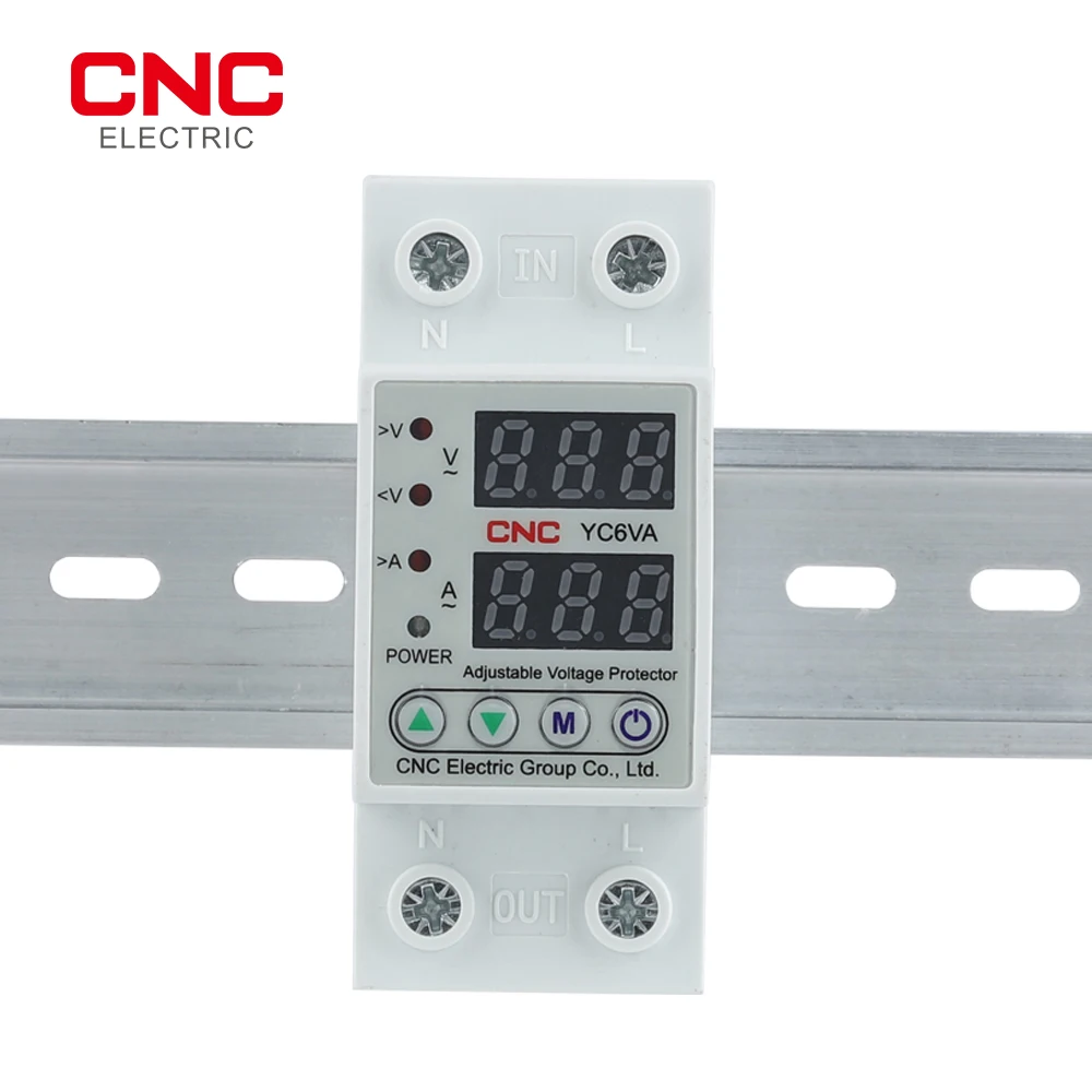 CNC Din Rail AC 230V 40A/63A Adjustable Digital Dual Display Limit Over Current Protector Household