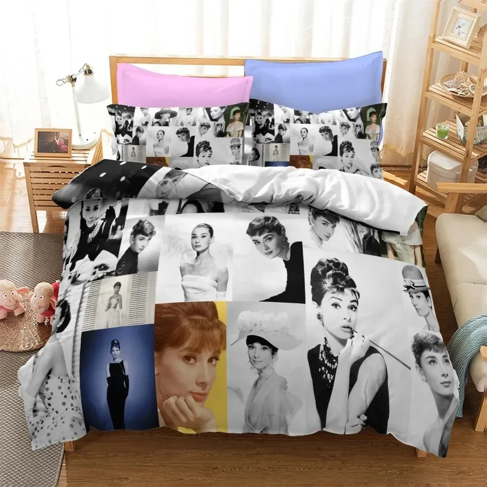 Audrey Hepburn Goddess of Elegance Bedding Set Bedroom Soft Modern Bedspreads Comefortable Duvet Cover Quilt Cover Pillowcase