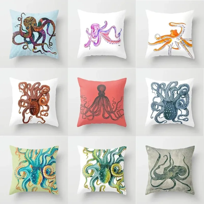 Octopus Pattern Pillowcase Car Ornaments Office Living Room Home Pillowcase