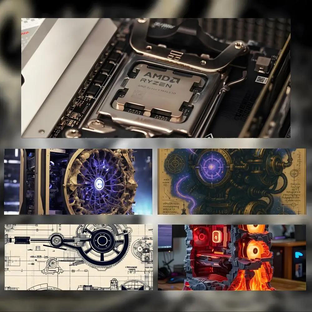 Futuristic Mechanical Fantasies Mouse Pad Large Thick Desk Pad Stitched Edges Gaming Mouse Mat for PC