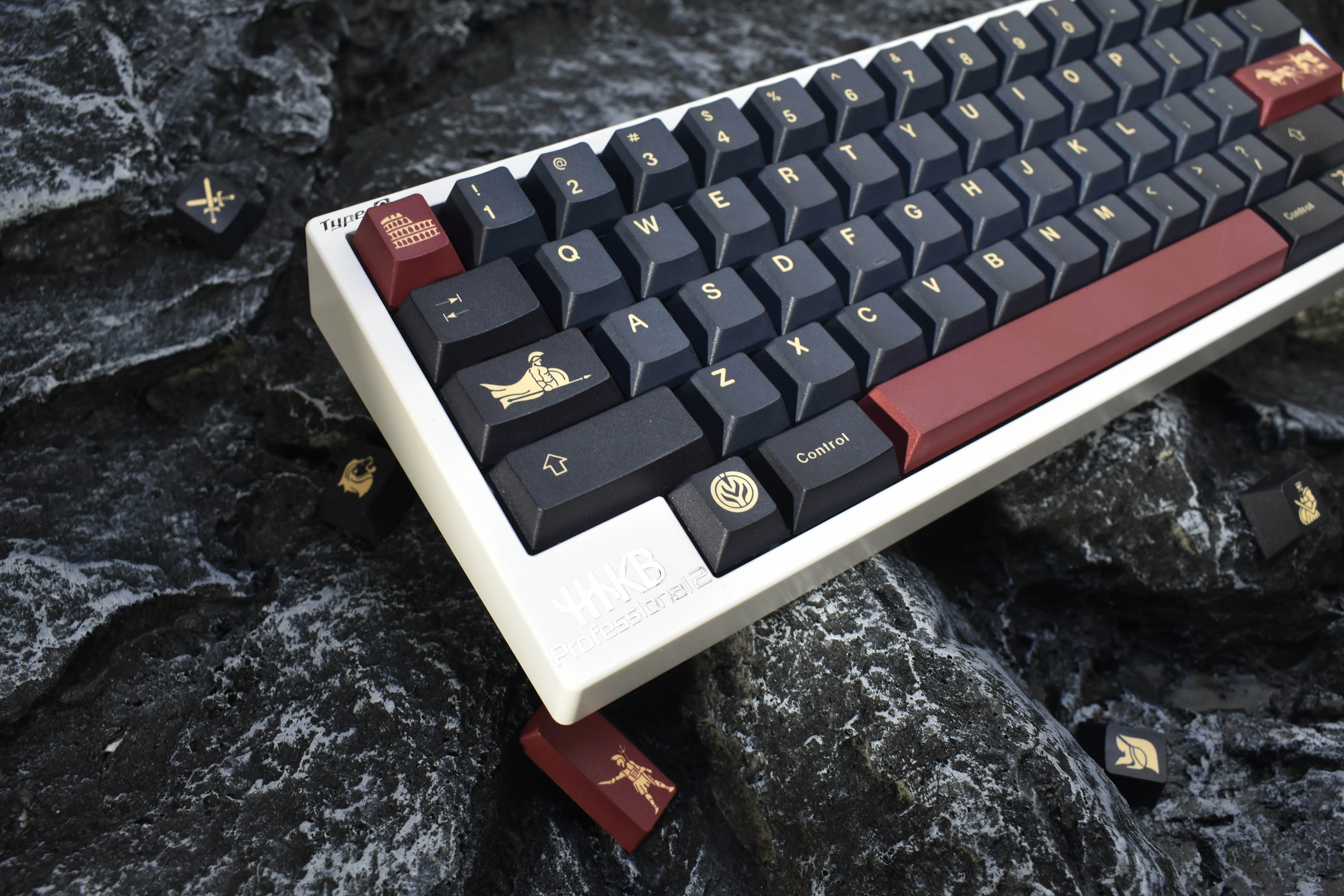 GMK-Teclas de gladiador (rojo) para teclado mecánico, conjunto de teclas de perfil de cereza con sublimación PBT, 134 teclas