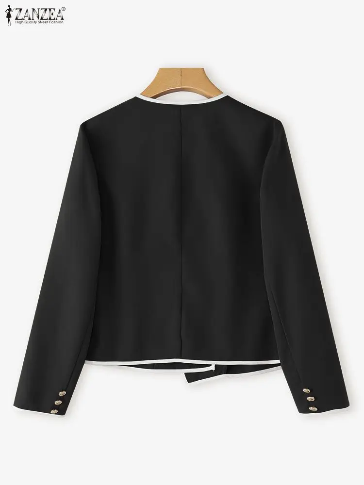 ZANZEA Autumn Elegant OL Blazer Double Breasted Long Sleeve Coats Women Fashion Bow Office Outerwear 2025 Casual Street Jackerts