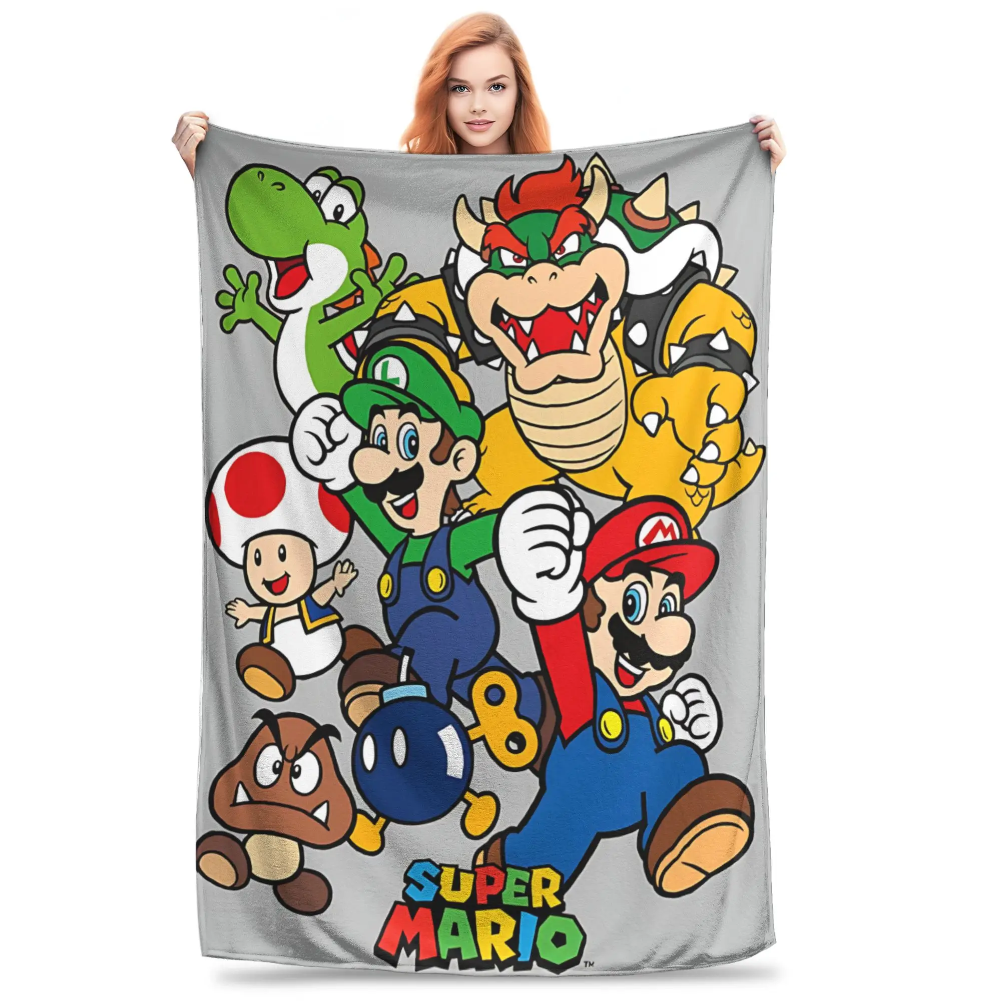 1PC Home Cutecore Room Decor Super Marios Blanket Throw Blanket Novelty Warm Blanket All Season