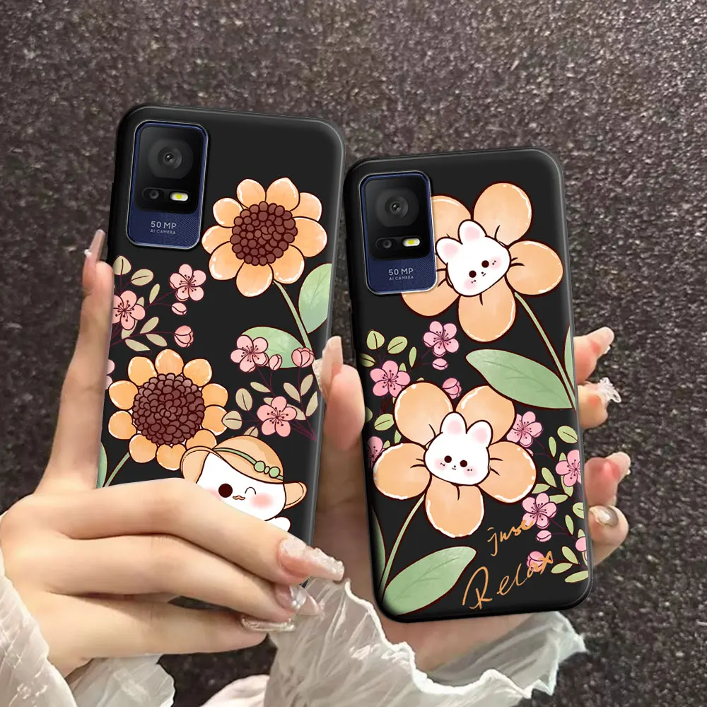 For TCL 403 405 406 408 Case Floral Soft Silicone Beauty Natural TPU Phone Case For TCL T506D Lovely Back Cover Luxury Fundas