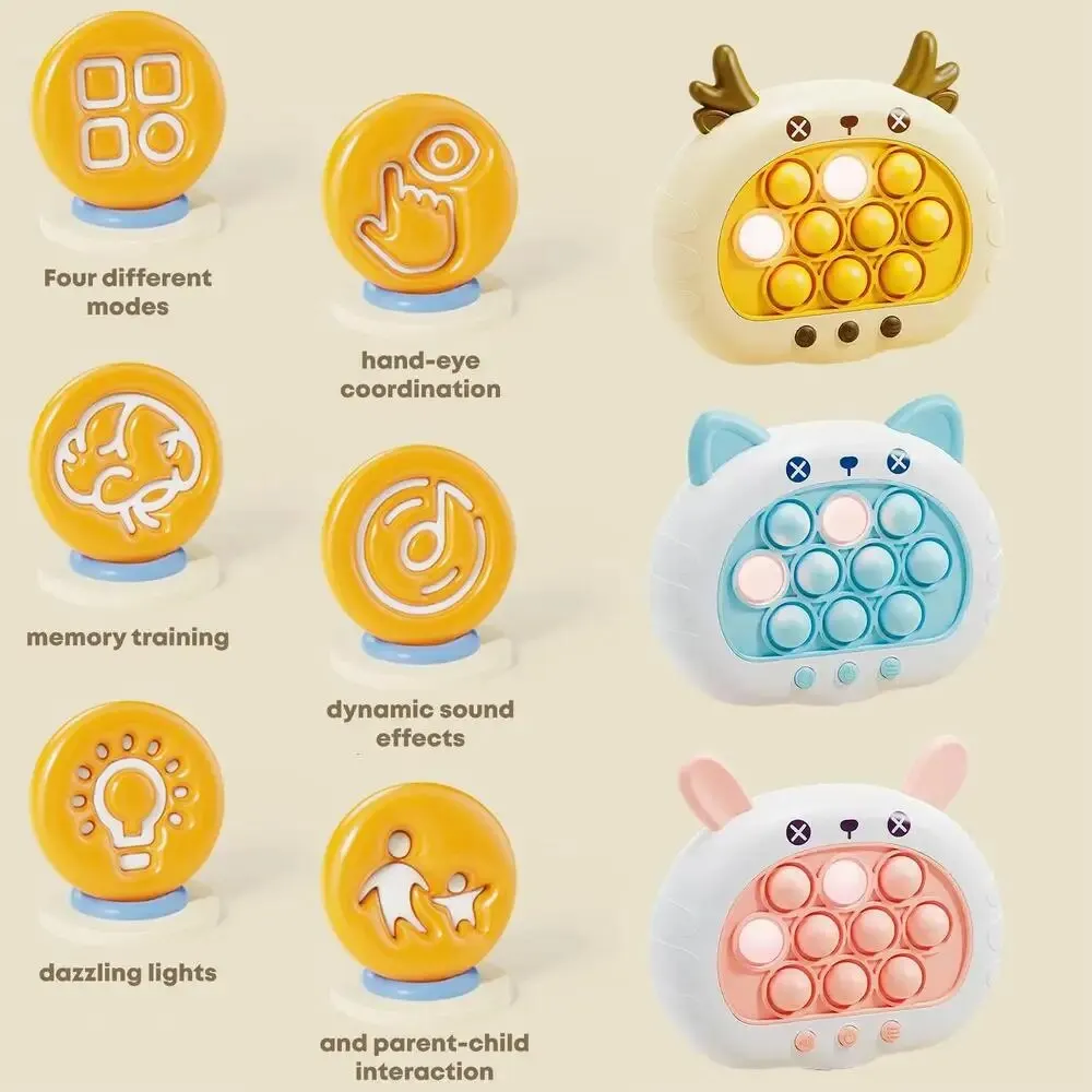 1 قطعة لعبة رفع سريعة تضيء وحدة تحكم ألعاب ألغاز دفع سريعة للأطفال - لعبة إلكترونية ممتعة #2