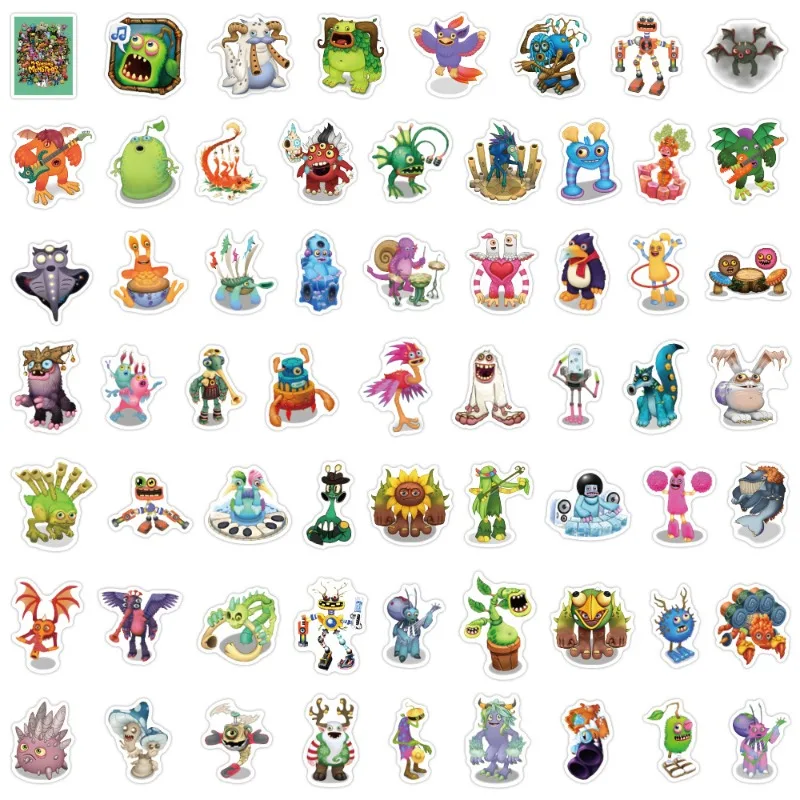 60pcs My Singing Monster Game Stickers Suitcase Water Cup Stationery Mobile Phone Car Scooter Laptop Decorative Stickers image 2