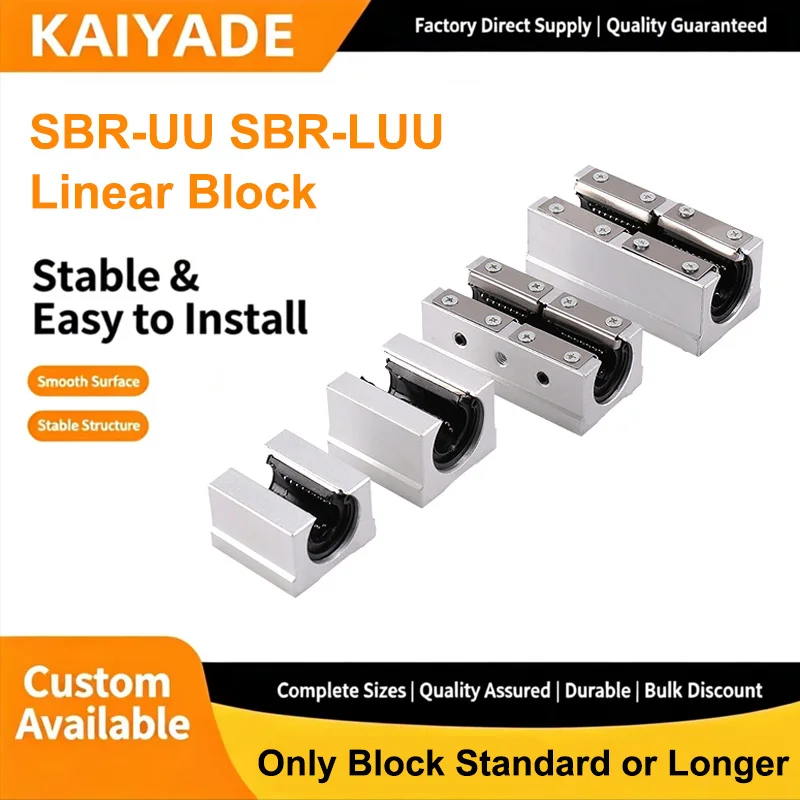 2Pcs SBR 10 12 16 20 25 30 35 40 SBR-UU Standard or SBR-LUU Longer Series Linear Motion Slide Block for DIY CNC Machine