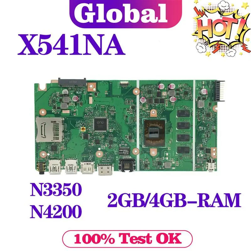 Go! KEFU NEW! X541N Laptop Motherboard For ASUS X541NA A541NA F541NA R541NA D541NA X541 Original Mainboard N3350/N4200 4G/2G-RAM