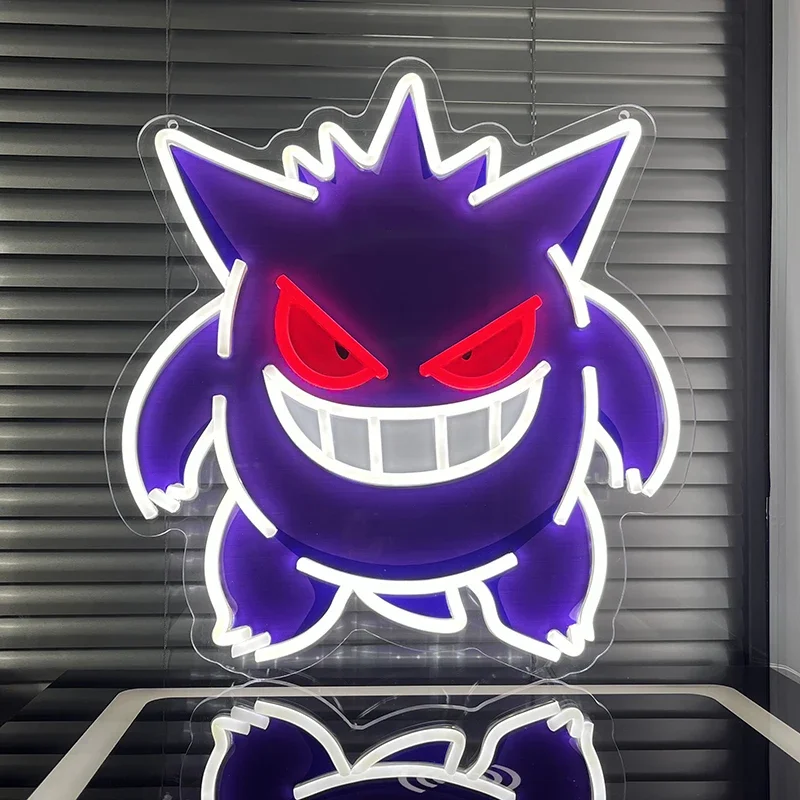 Gengar LED Neon Light Anime Acrylic UV Print Neon Art Children's Room Wall Lamp Led Neon Sign