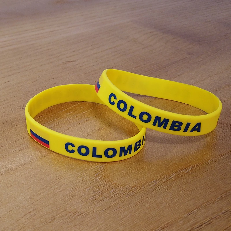 2pcs Columbia National Flag Wristbands Sports Silicone Bracelet Men Women Rubber Band Patriotic Commemorative Fashion Accessory