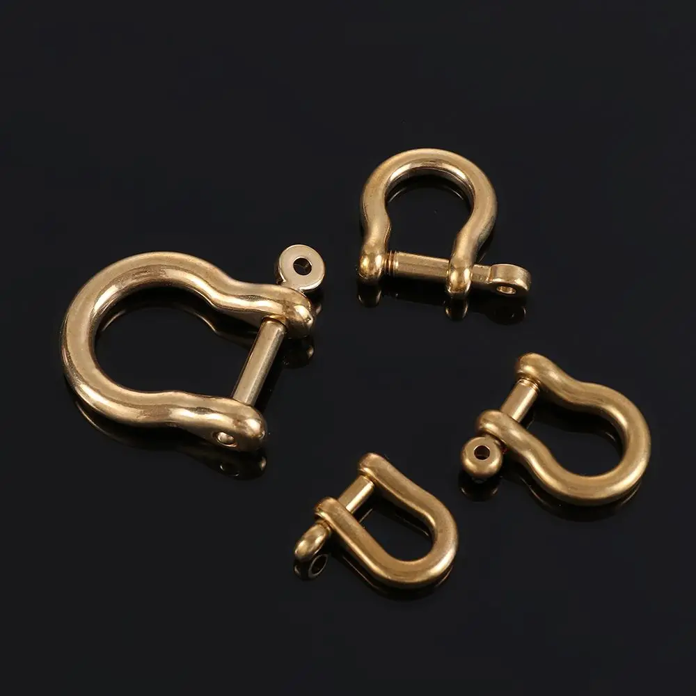 High Quality Buckles Screw Joint Connector Keychain Hook Key Ring Solid Brass Carabiner D Bow Staples