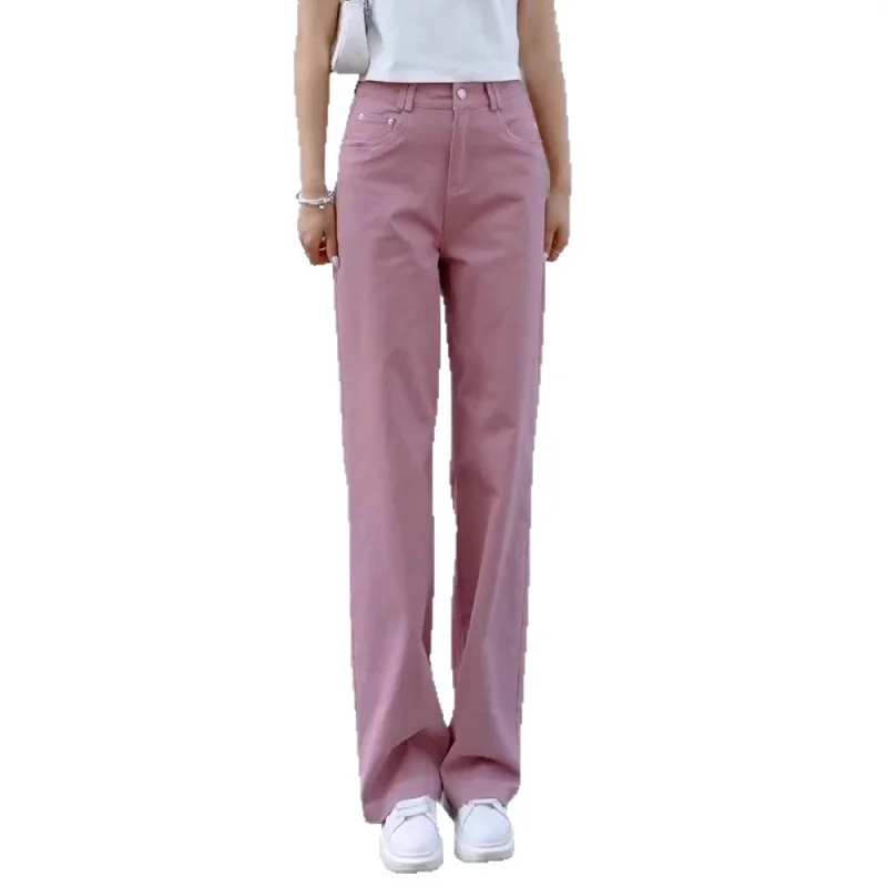 Белые джинсы для женщин, весенне-осенние повседневные брюки, модные универсальные простые свободные широкие брюки для поездок на работу