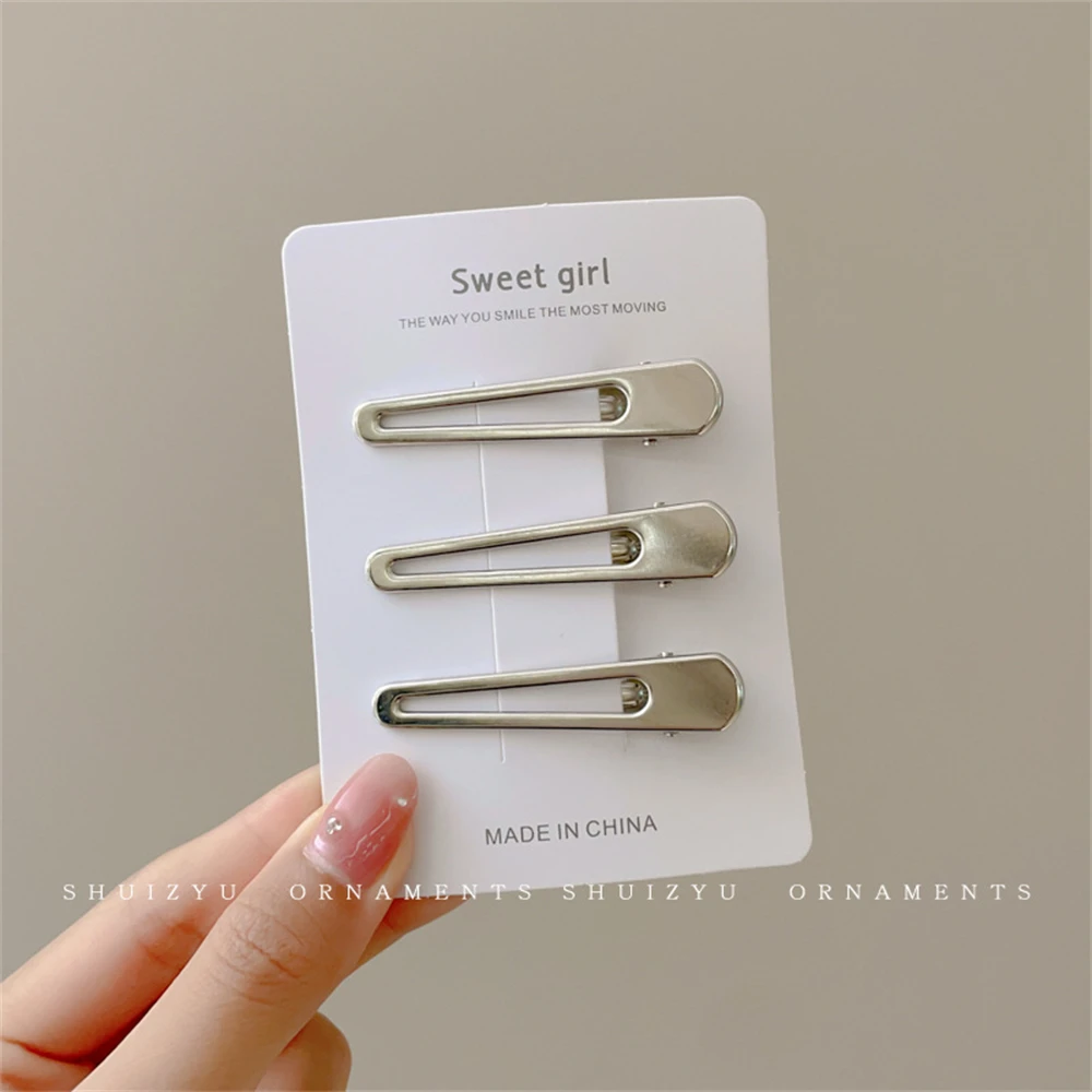 3/6/9/12Pcs Girl Y2k Hair pins Silver Metal Duckbill Clip Women Hair Clips Side Bangs Female Ladies Barrettes Hair Accessories