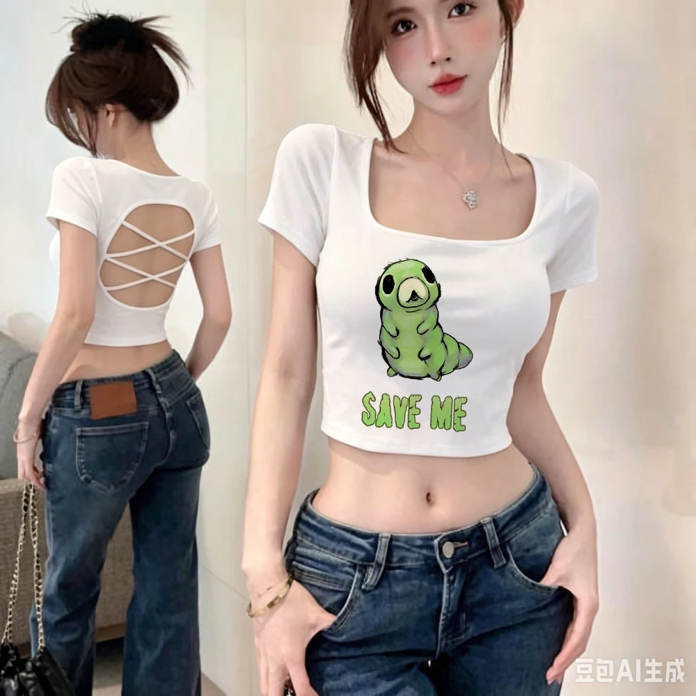 Hollow Knight crop top women summer cheap goth japan party t shirt jojifuku goth cutecore cheap meme