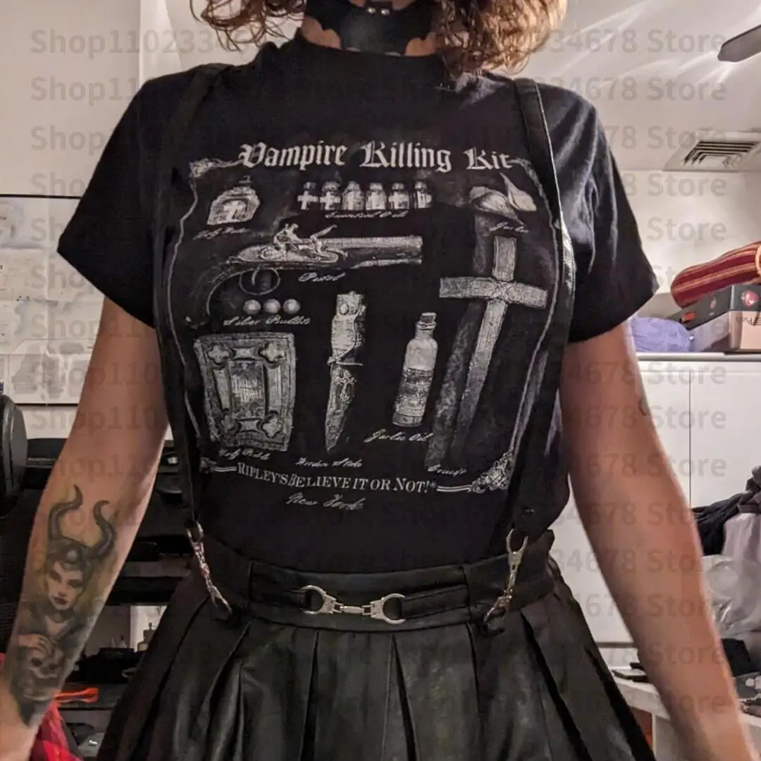 Top corto Y2K, camiseta Vintage de manga corta, Tops cortos con estampado gótico Harajuku, crucifixión de esqueleto, ropa de calle Punk, chica Emo estética