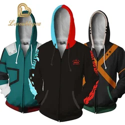 Anime Streetwear Boku hiçbir kahraman akademi Cosplay kostümleri fermuar Hoodies tişörtü Bakugou Todoroki Shoto İlkbahar/sonbahar ceket