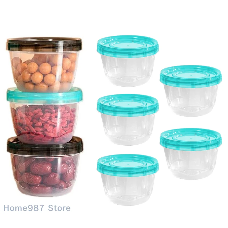 

1/3/5 Pcs Round Food Fresh Keeping Box Kitchen Refrigerator Storage Container Fruits Snack Sealed Jar Microwave Heating Box Only