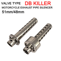Universal 48 or 51mm Insert Baffle Valve Type DB Killer Muffler Motorcycle Exhaust Stainless Steel DB Killer Silencer muffler