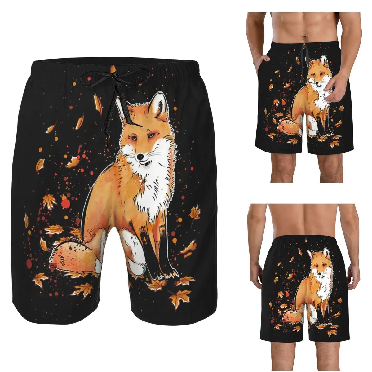 Fox In The Snow Classic Trunks Beach Board Shorts Casual Quick Dry Swimming Summer Men Pants