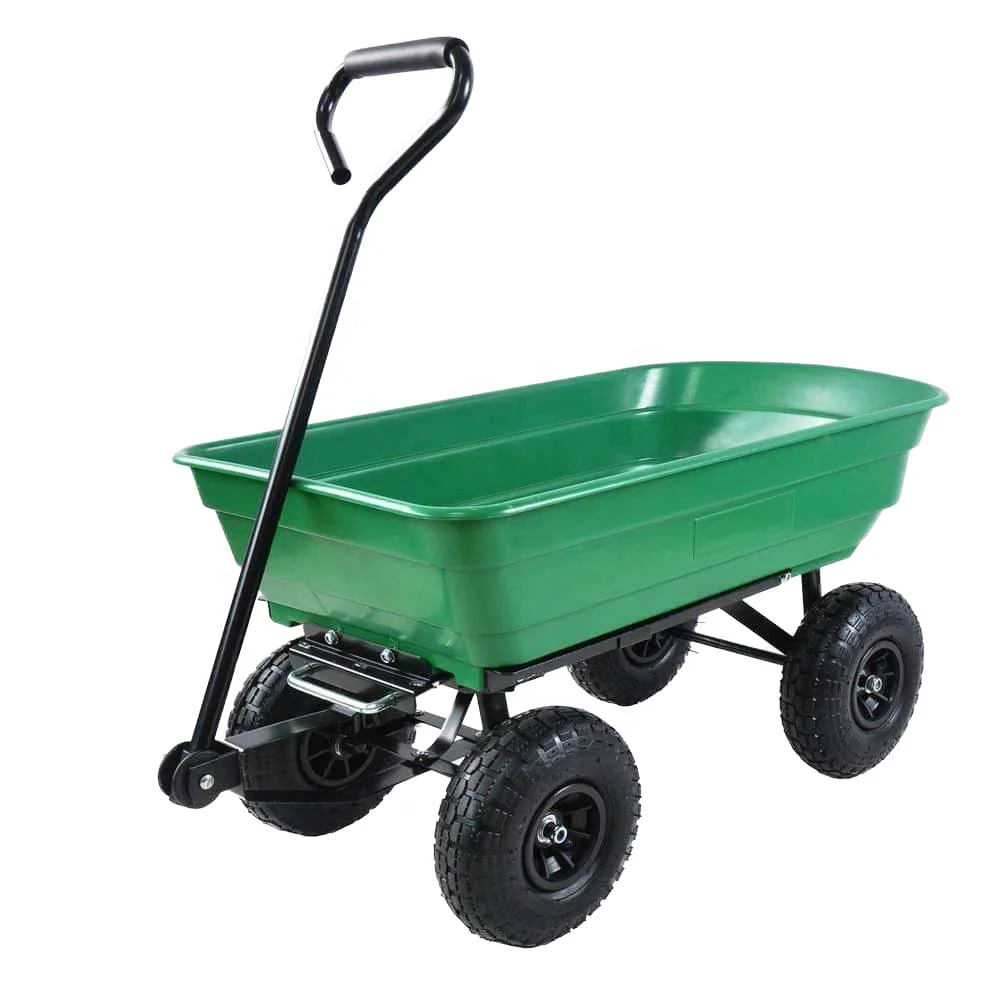 Customizable 4-Wheel Plastic Load Capacity 350kg Wheelbarrow Dump Truck Trailer Trolley with OEM Support