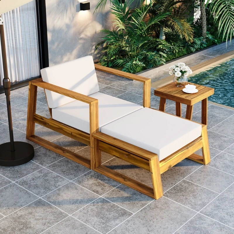 Outdoor Furniture Lounge Set - Outdoor Lounge Chair Set with Footstool