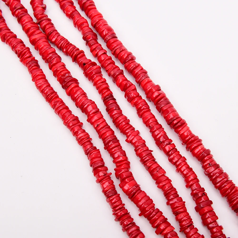 APDGG 1 Strand Red Coral Freedom Round Coin Beads Gemstone 15.5\