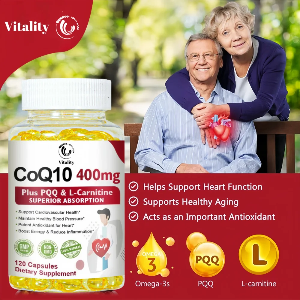 CoQ10 Capsules (Ubiquinone) 400mg with PQQ, Antioxidant Support for Brain, Heart, & Energy Health – Coenzyme Q10 Supplement