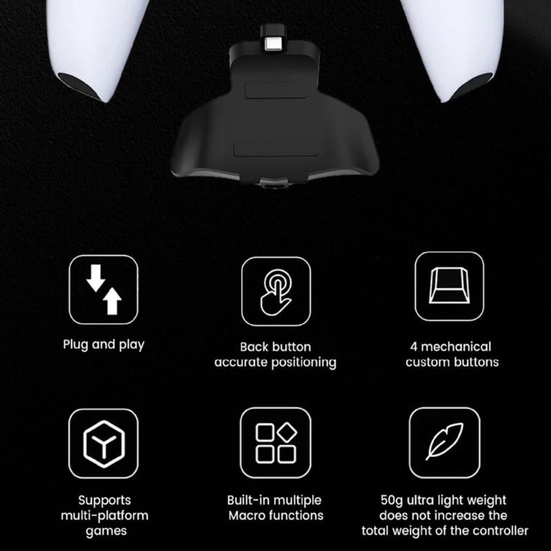 Programmeerbare back paddles-bevestiging voor PS5Dual PC Back Buttons & Backplate Remap met s Macro-functie