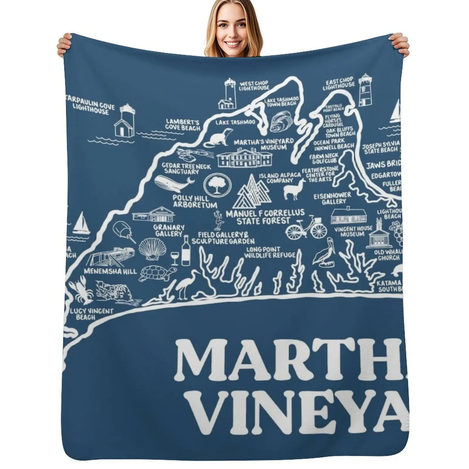 

Martha's Vineyard Map Throw Blanket Kid'S Heavy Loose Winter beds Blanket