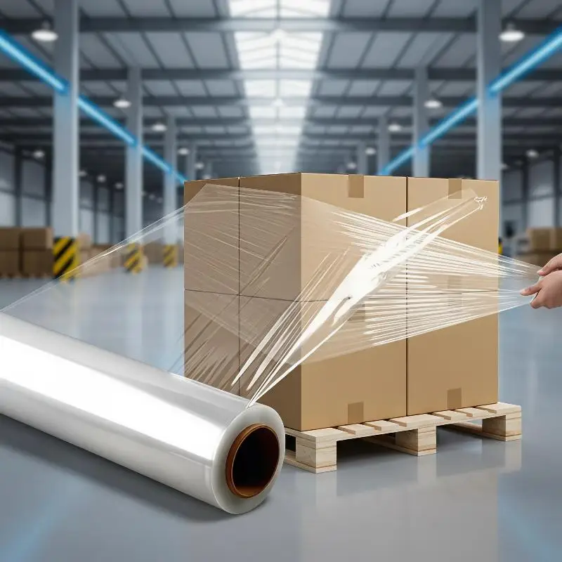 Heavy Duty Stretch Wrap Film 4X Stretch Capacity Tear Resistant 1 Roll for Warehouse Shipping Pallet Wrapping