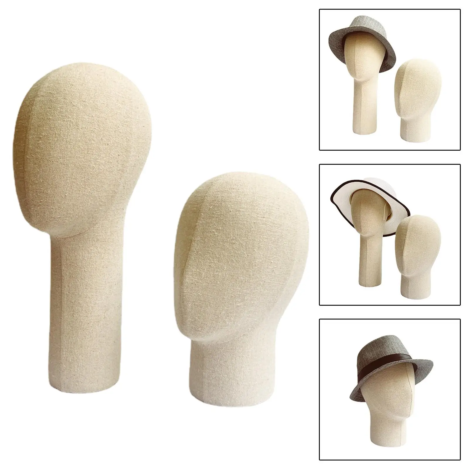 Linen Head Wig Hat Glasses Display Stand Model Business Use with Base Stand