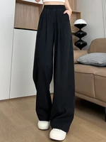 Women's High Waisted Wide Leg Jeans Summer Elastic Waist Loose Soft Denim Pants Woman Vintage Blue Straight Leg Long Trousers 6