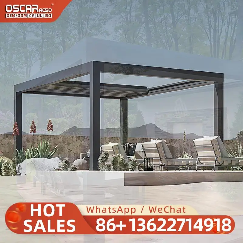 

Outdoor Waterproof Motorized Sunshade Aluminium Louvre Structure for Garden Patio Balcony pergola