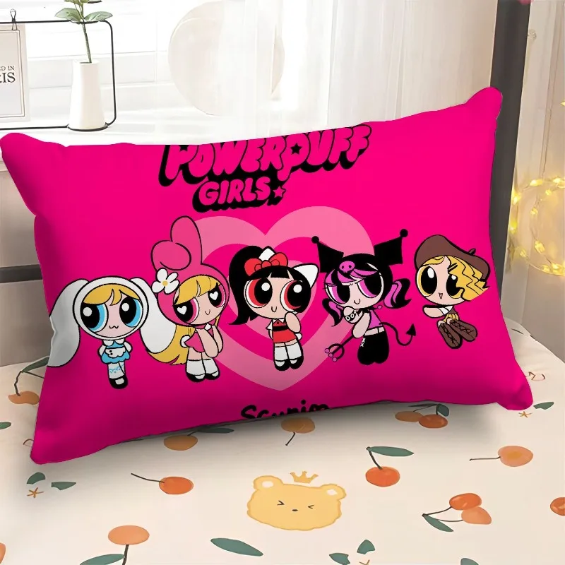 Powerpuff Girls anime peripheral cartoon cute pink pillow girls birthday gift dormitory pillow home bedroom decoration ornaments