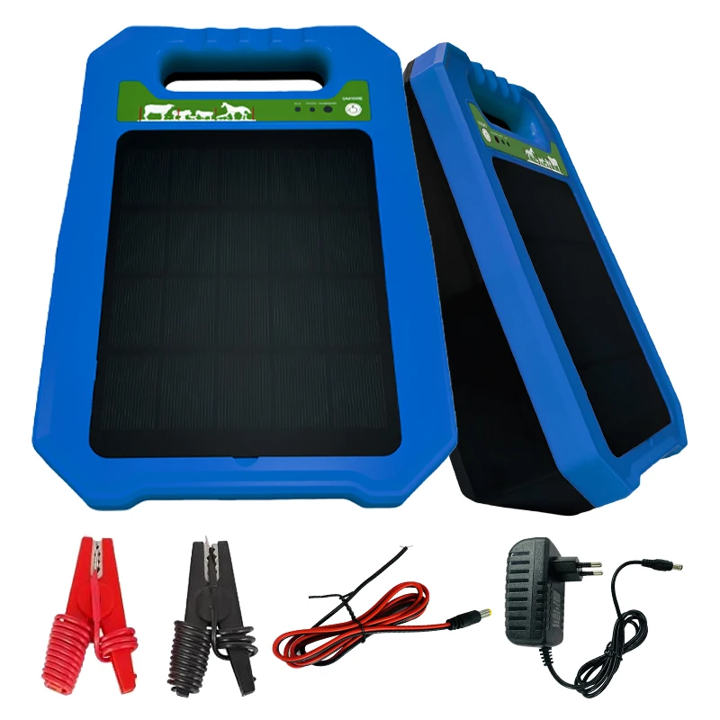 

Electric Fence Charger Solar Powered 0.2J Energizer Controller With Built-in Battery for Livestock Prevent Predator Invasion