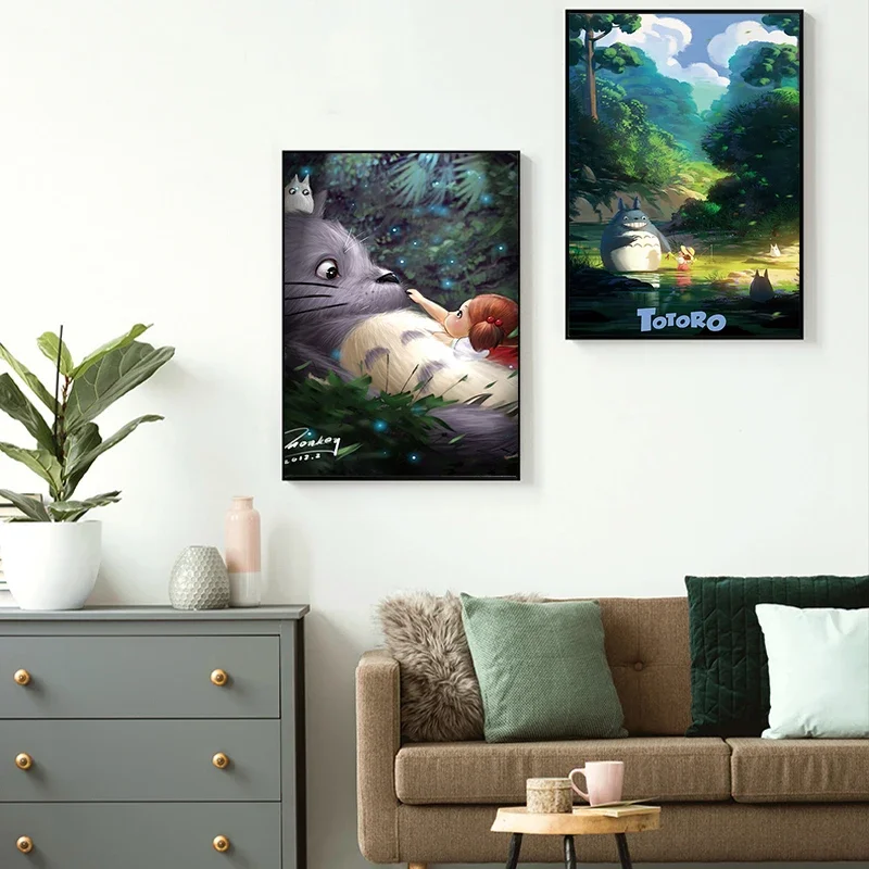 Hayao Miyazaki Anime Canvas Painting Wall Art My Neighbor Totoro Posters and Prints Pictures for Kids Room Cafe Decoration