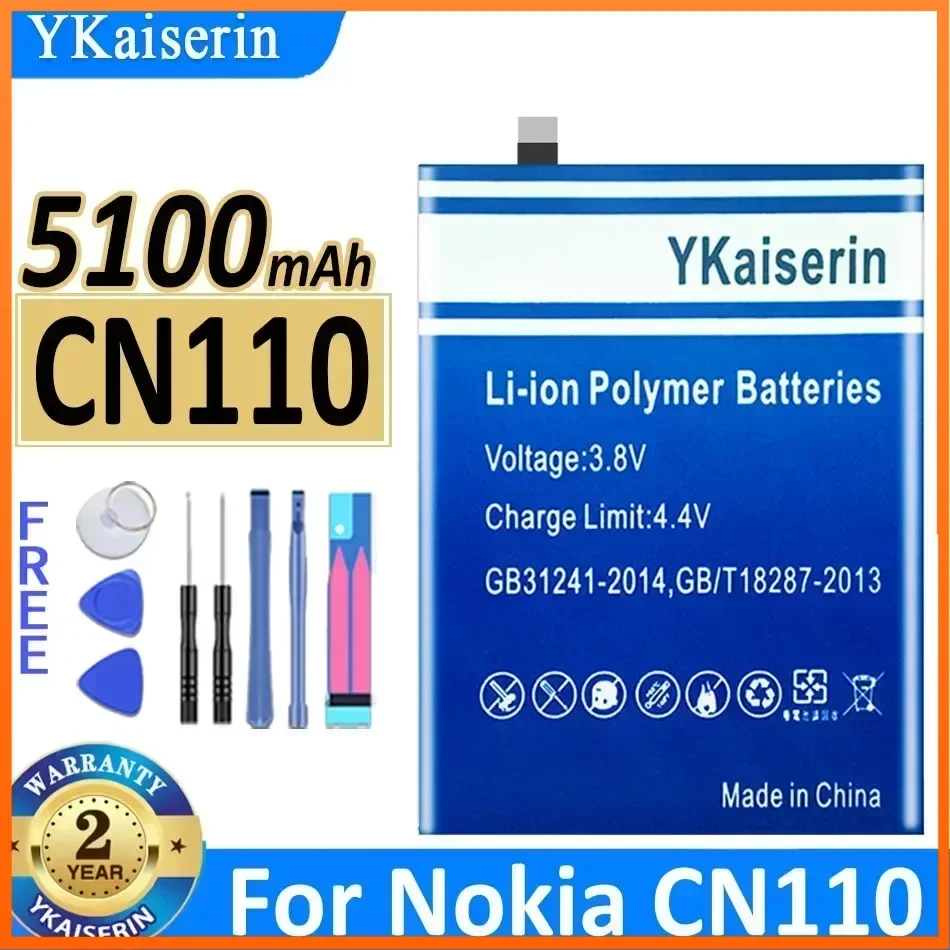 YKaiserin CN110 5100mAh Mobile Phone Battery for Nokia CN110 1ICP5/65/78/X20/X10 Portablet Batteries Warranty + Track Code