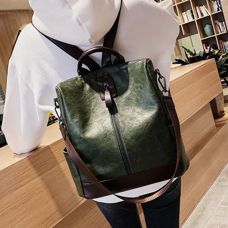 Vintage Backpack Women Soft PU Rucksack Large Capacity Travel Backpack Anti-theft School Bag High Quality Leather Knapsack Sac