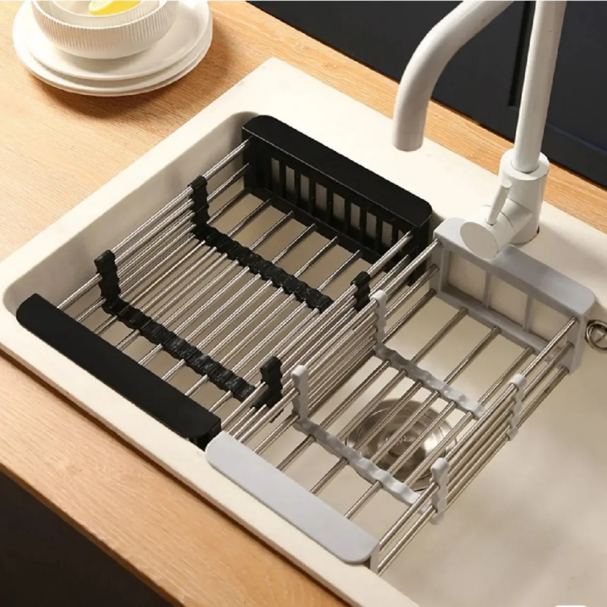 Stainless Steel Dish Drainer Kitchen Sink Rack Vegetable Rack Extendable Drying Storage Accessories Storage Kitchen Tools