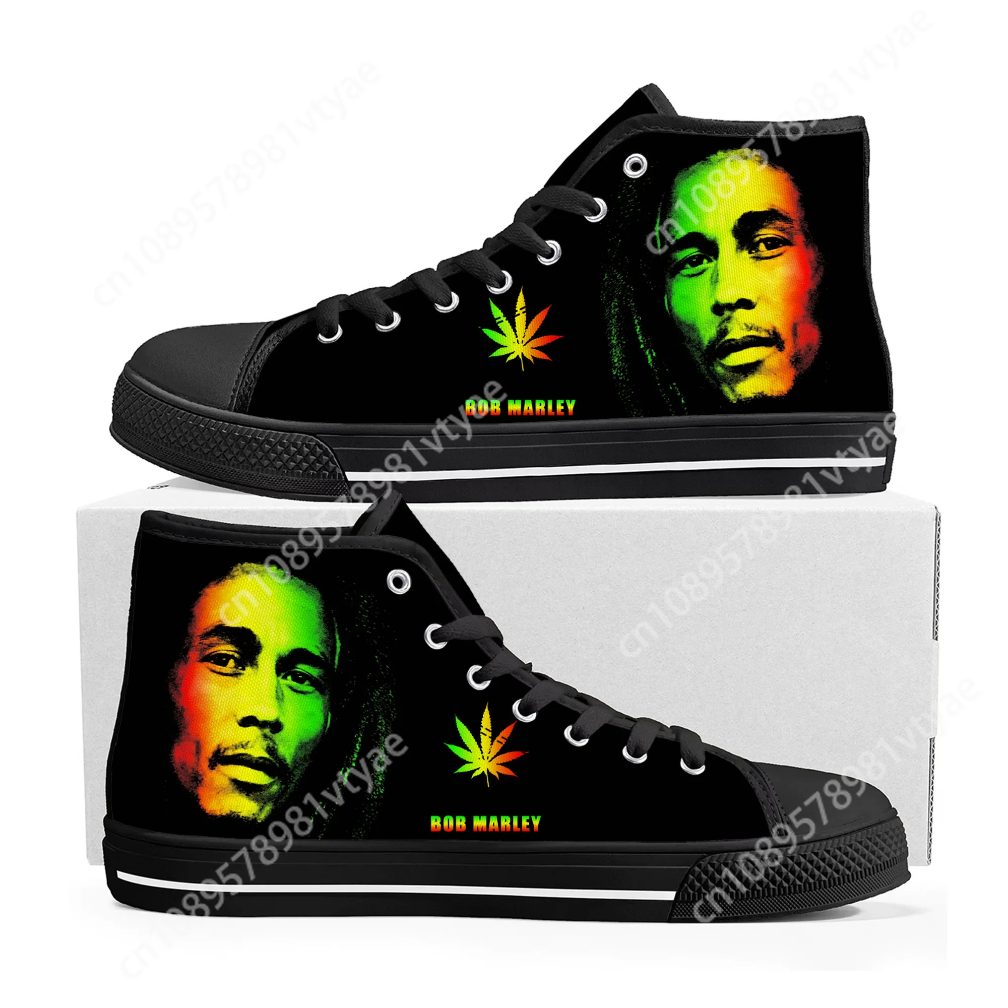 

Legend Bob Marley Reggae Rasta Music Rock High Top Sneakers Mens Womens Teenager Canvas Sneaker Casual Couple Shoes Custom Shoe