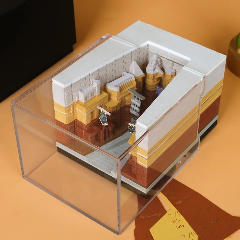 Omoshiroi Block 3D Notepad Memo Pad Alley DIY House Notepad 3D Stationery Decorative Figurines