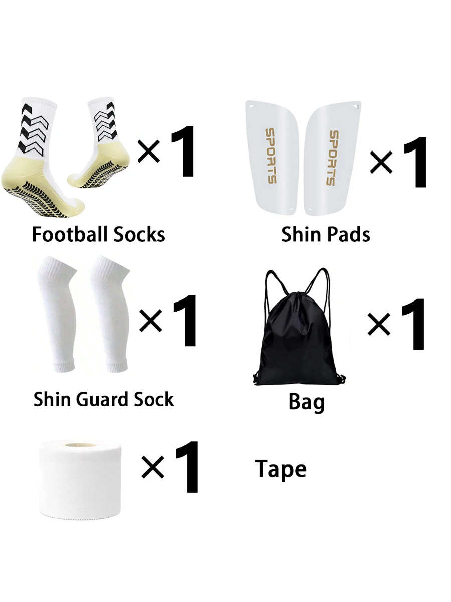 

5 Piece Set Men Women Non-slip Football Socks Sports Leggings Drawstring Ball Bag Sports Tape Elastic Leg Socks Pressure Socks