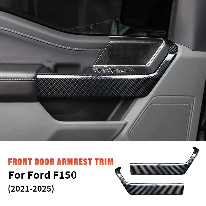 

For Ford F150 F250 21-2025 Real Dry Carbon Fiber Front Rear Door Armrest Decorative Trim Strip Interior Modification Accessories