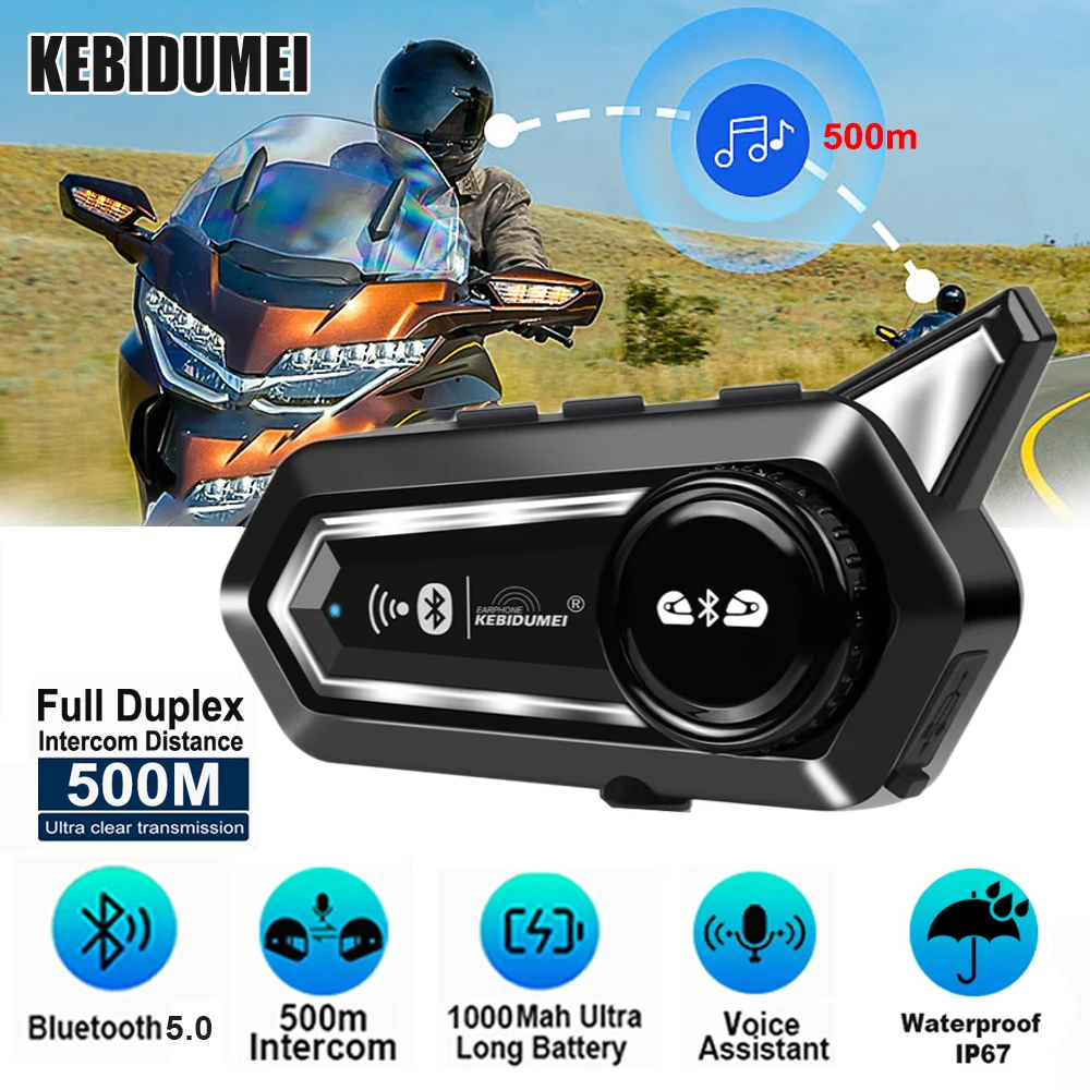 

BT31 Motorcycle Intercom Helmet Headset 500m Wireless Communicator Interphone Waterproof Bluetooth Earphone Handsfree Call