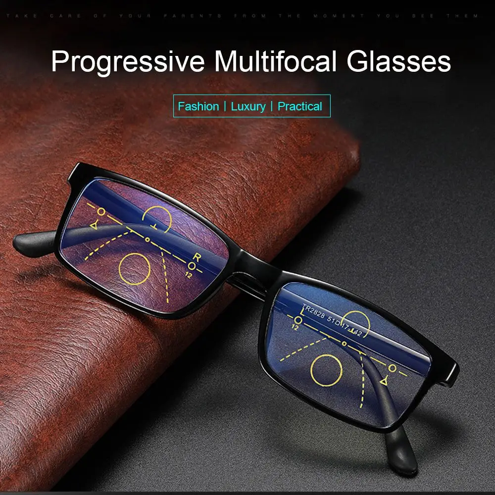 1PC Progressive Reading Glasses Men Women Multifocal Bifocal Anti Blue Light Magnifying Presbyopic EyeGlasses +1.0~+4.0