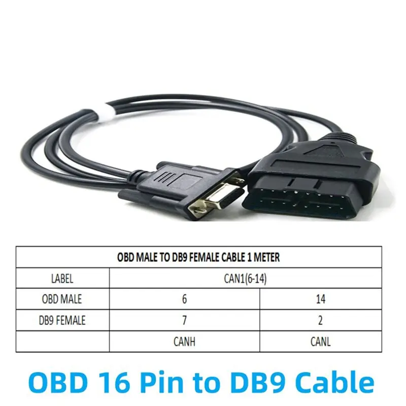 A95E-2X J1962 12V 24V OBD Cable 100CM 16 Pin Male To DB9 Female VGA D-Sub 9 Pin OBDII Adapter RS232 Serial Port Line OBD2