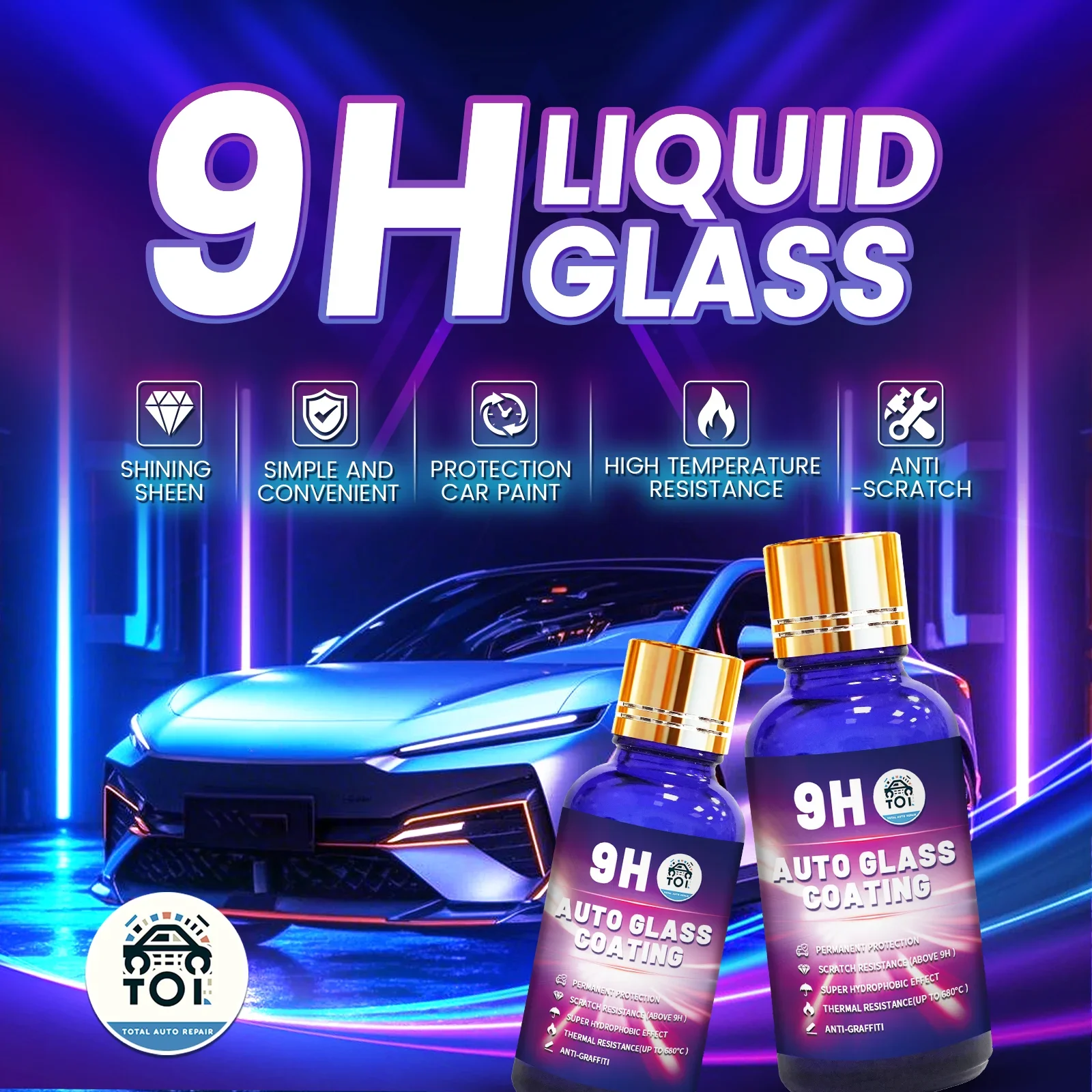 

2sets 9H Liquid Glass Whole Car Paint crystallization 1.01oz | Professional Automotive Ceramic Coating | Heat Resistant