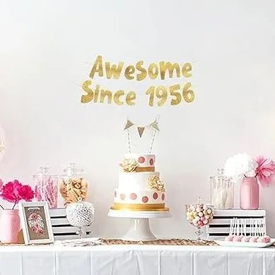 Tolle Banner mit der Aufschrift „Awesome Since 1996/1986/1976/1966/1956“ aus Goldglitzer, für Geburtstag, Jubiläum, Partygeschenke, Wanddekoration für Zuhause