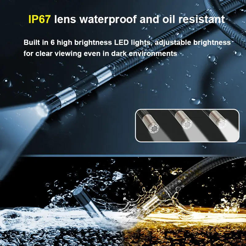 7 Inch  6mm 360° Rotation HD1080  AmeraIP67 Industrial Video Inspection Camera for Cars Detection